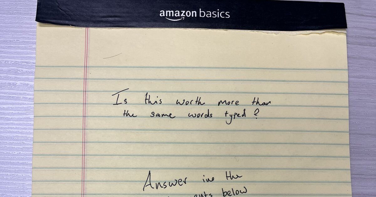 Written out by hand, which doesn't make the question any better.