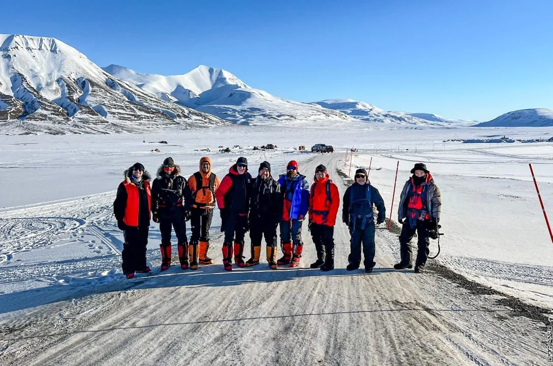 The group on the road out of town